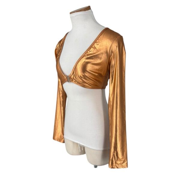 Poster Girl Crop Top Front Close Dua Lipa Large Rose Gold Metallic Revolve - Picture 2 of 9